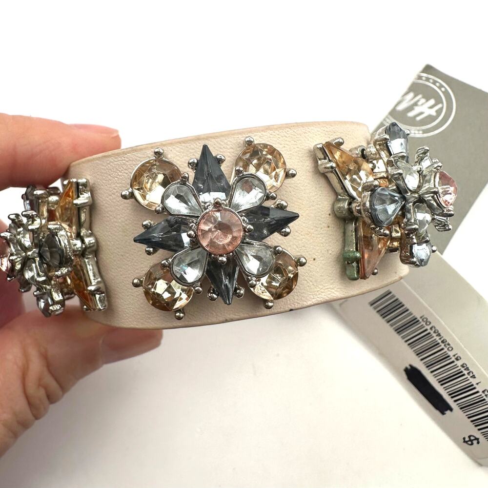 H&M Leather Bracelet NWT 3 Cluster Rhinestone Coastal Cowgirl Western Jewelry